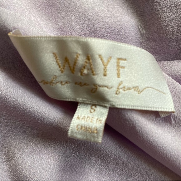 WAYF Satin Floral Wrap Maxi Dress Ruffle Neckline Purple S - Picture 7 of 10